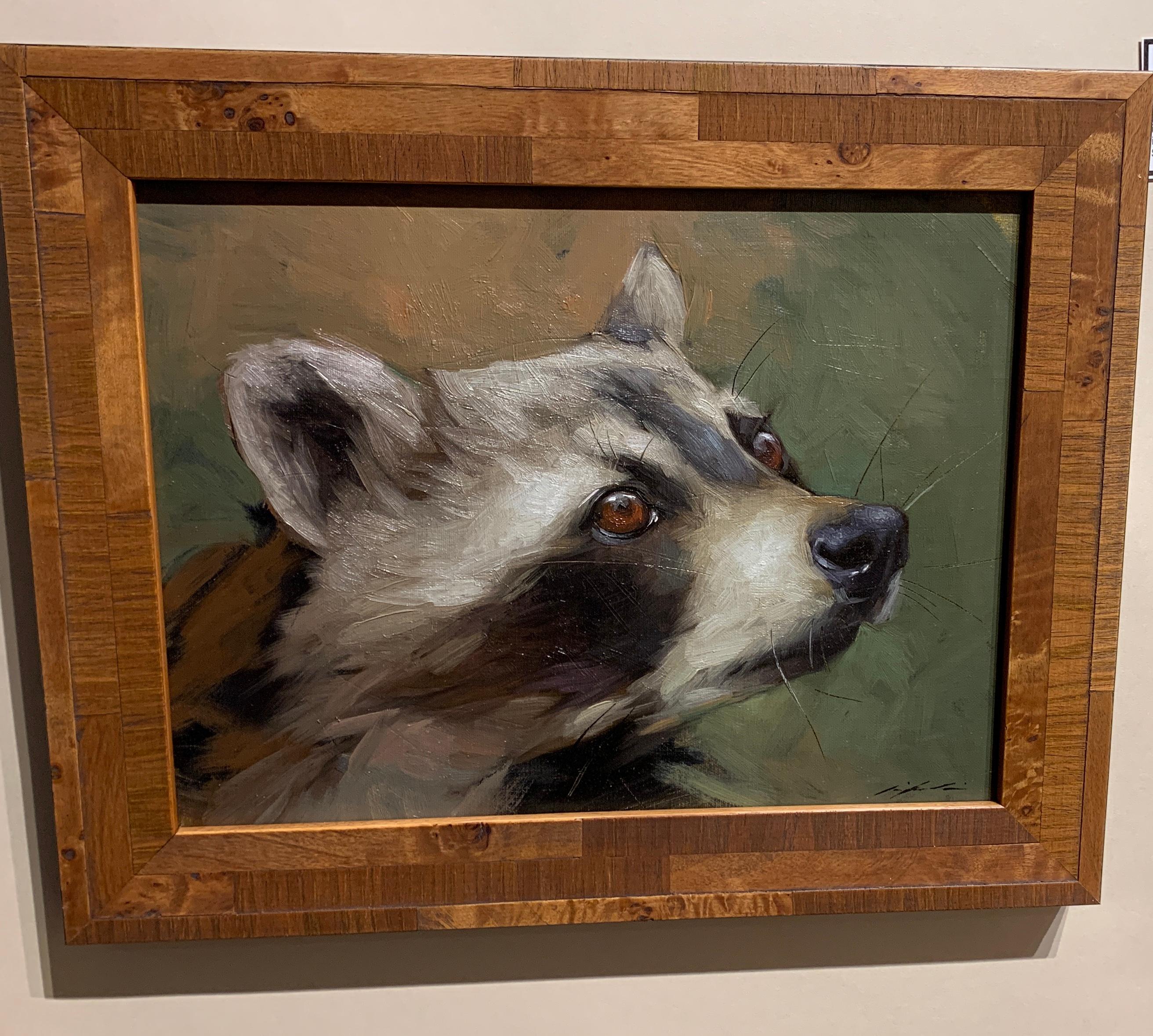 Jennifer Gennari Animal Painting - Portrait of an American Raccoon.