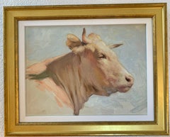 Stunning 21st-century American realist portrait of an American cow