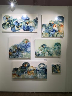 Float No. 10, Waterscape,  Acrylic, Resin, Abstract, Blue, Green, Flowing Water