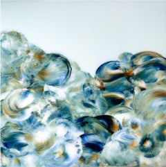 Float No. 6, Waterscape,  Acrylic, Resin, Abstract, Blue, Green, Flowing Water