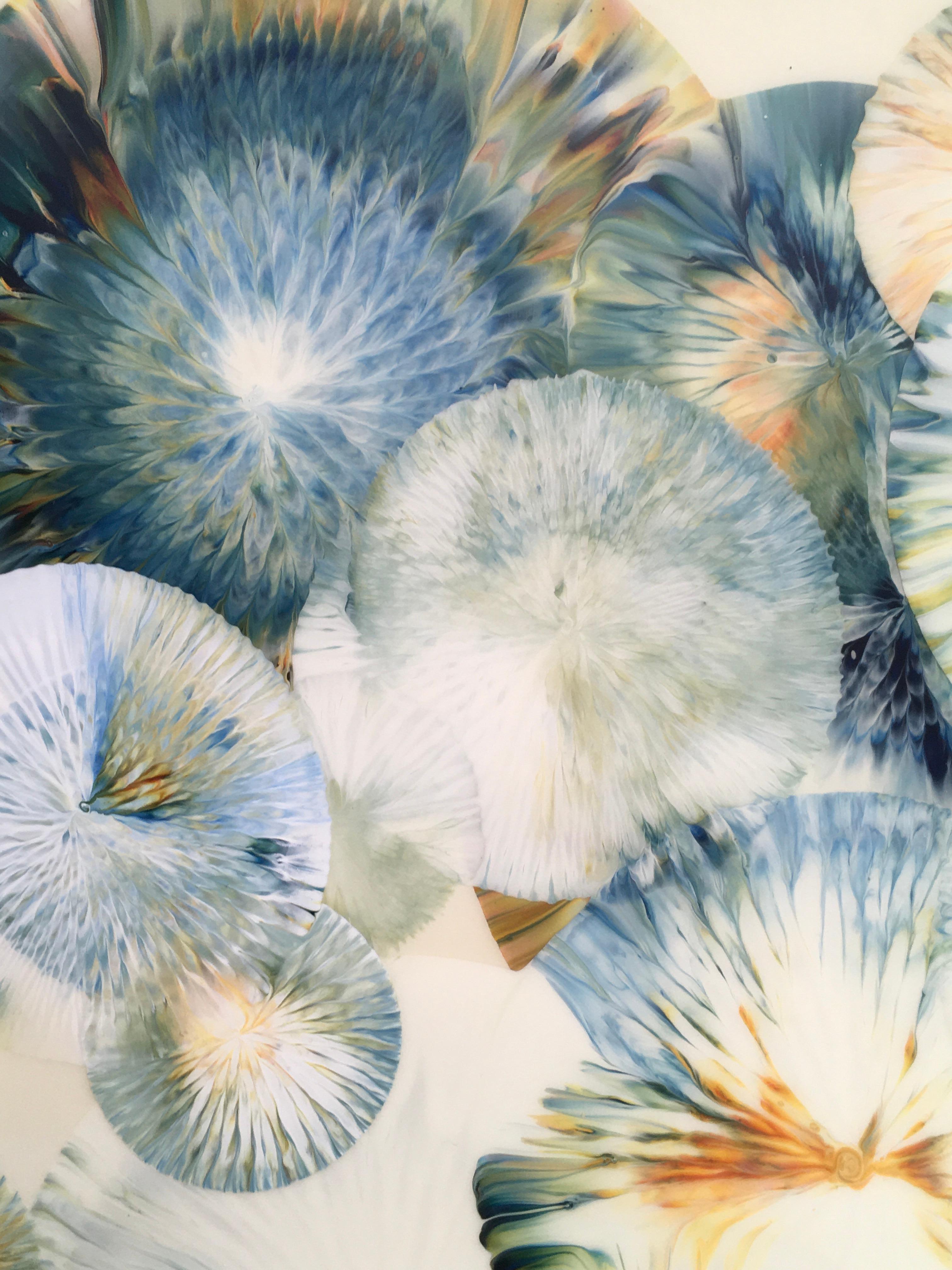 Jennifer Glover Riggs, Gaea 19, Acrylic, Resin, Abstract, Blue, Circular 2