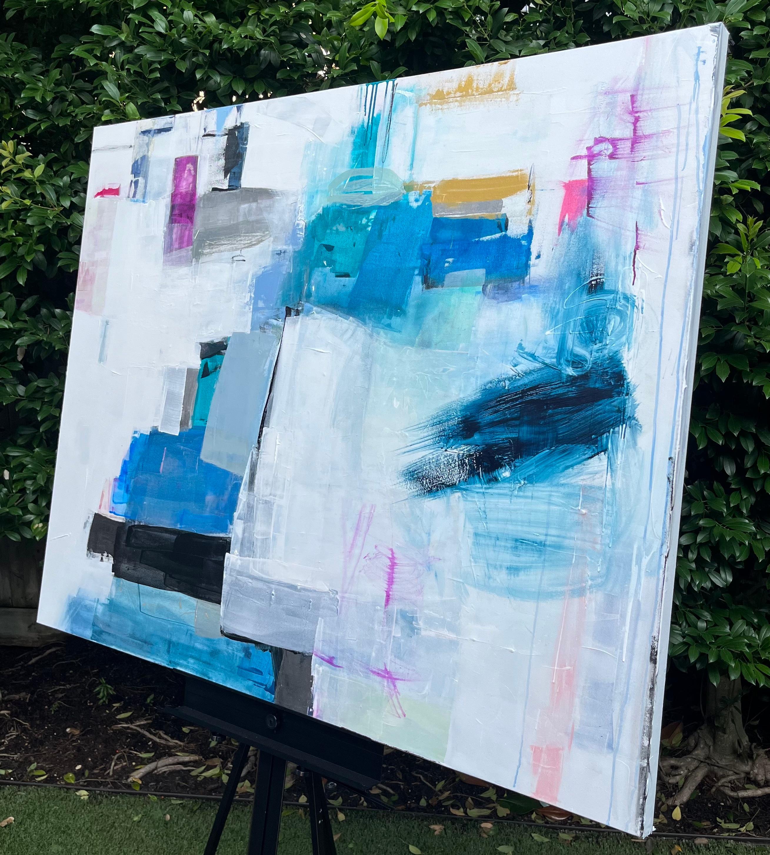 Stand in Motion, peinture abstraite - Abstrait Mixed Media Art par Jennifer Hanson