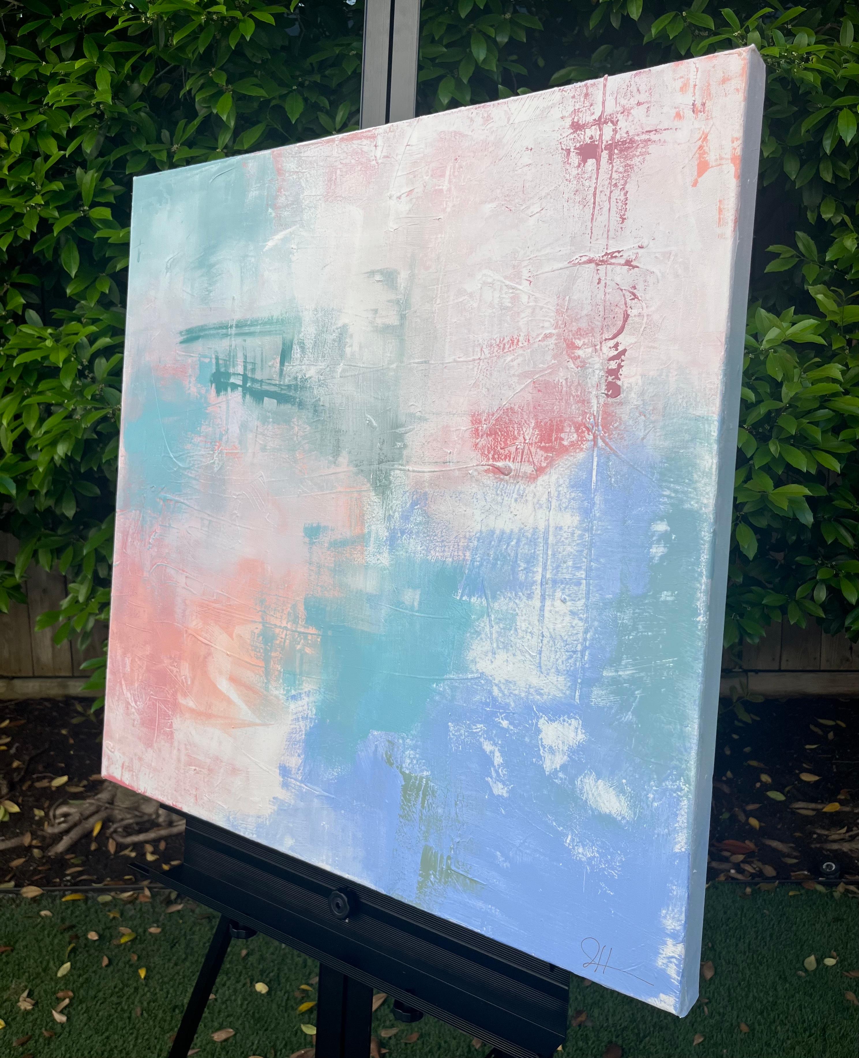 Lightly Grounded, Abstract Painting - Blue Landscape Painting by Jennifer Hanson