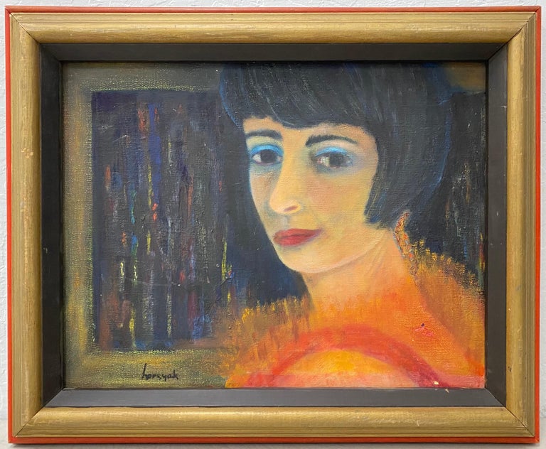 Jennifer Hornyak Portrait of a Woman in Orange C.1980s - Painting by Jennifer Hornyak
