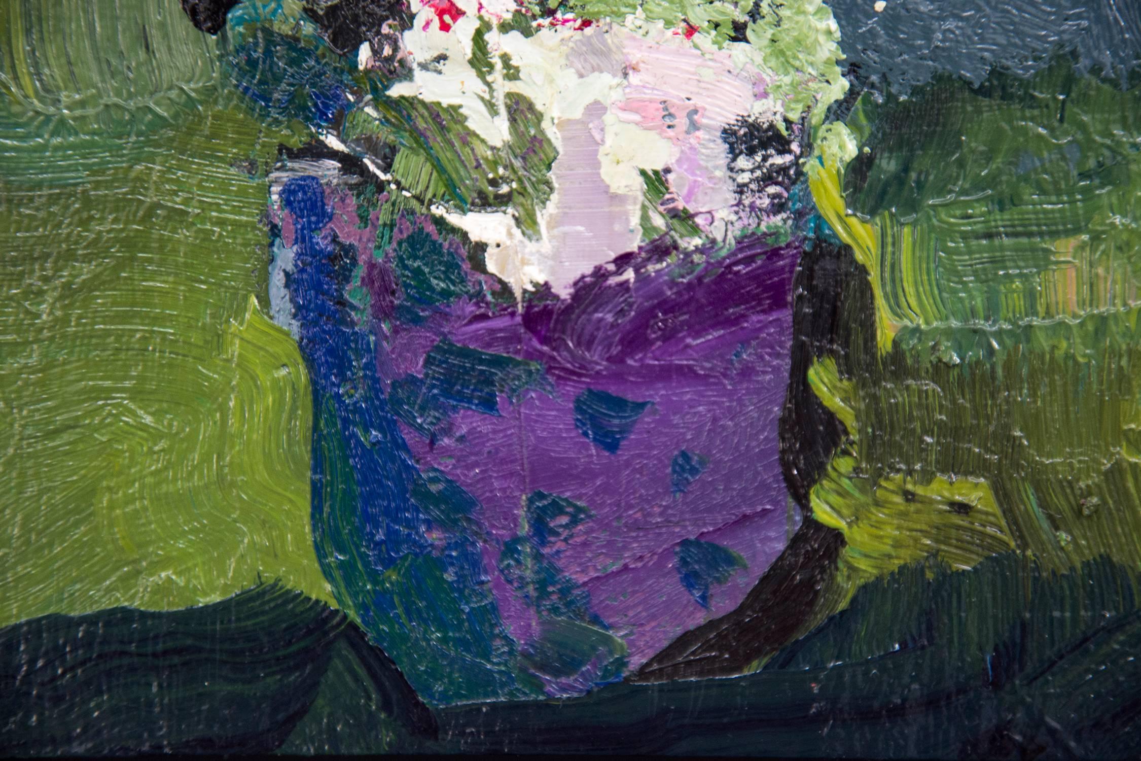 Prussian with Violet - Black Still-Life Painting by Jennifer Hornyak