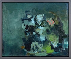 Blue Mist - Large Abstract Oil Painting on Canvas, Floral Theme