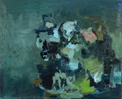 Blue Mist - Large Abstract Oil Painting on Canvas, Floral Theme