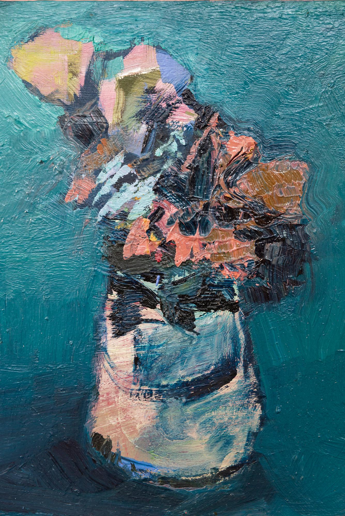 Blue Promise - contemporary, floral, still-life, oil on panel For Sale 1