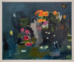 Breaking Away - contemporáneo, floral, bodegón abstracto, óleo sobre tabla