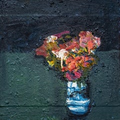 Delft Blue - contemporary, floral, still-life, oil on panel