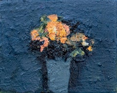 Fleurs d'abricot - contemporaneo, floreale, natura morta, olio su pannello