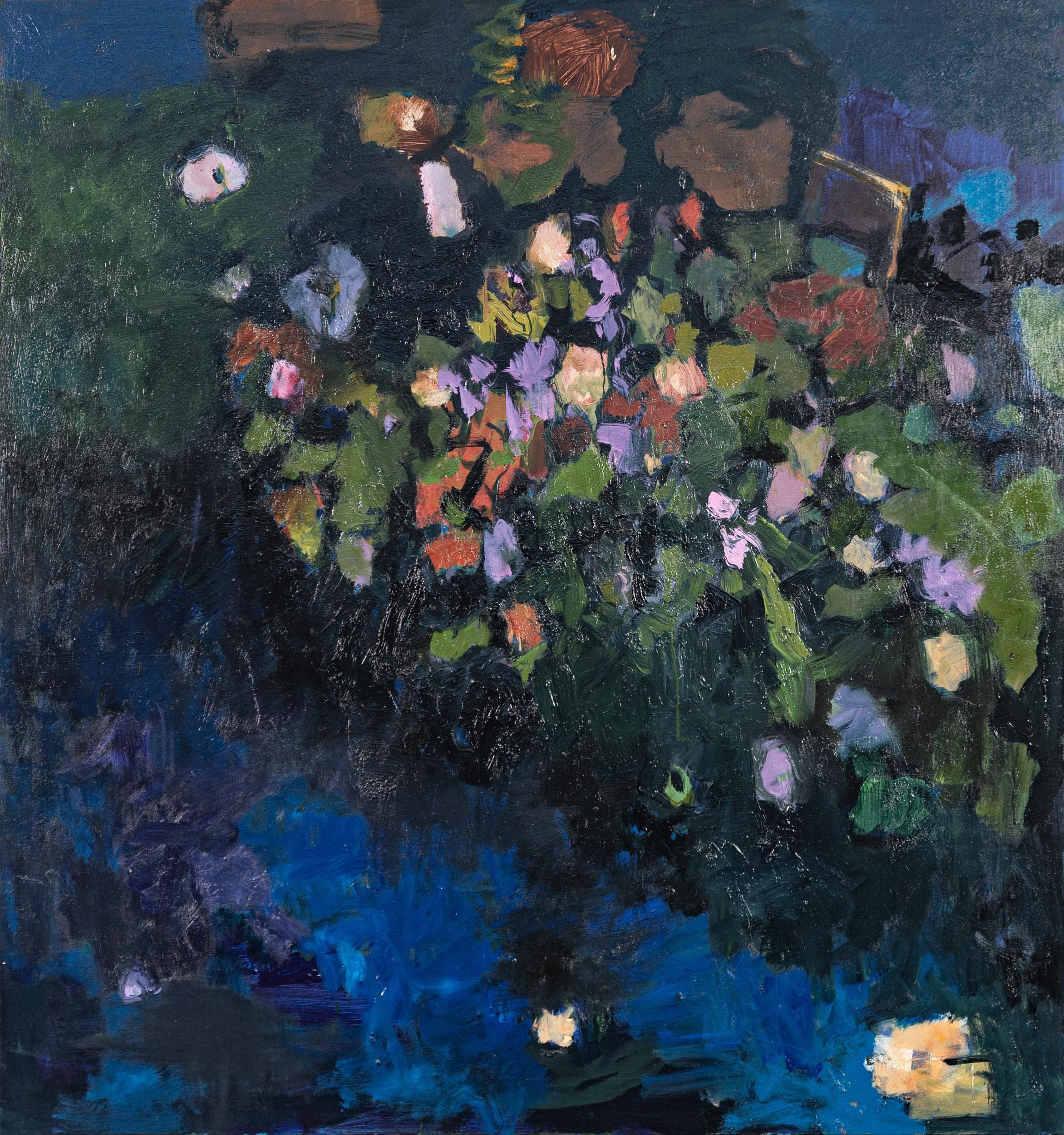 Jennifer Hornyak Still-Life Painting - Gallway Green with Blue - Contemporary Oil Painting on Canvas, Framed