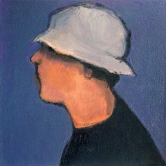 Man with Hat Portrait - Oil on Canvas, Modern Fauvist Style, Framed
