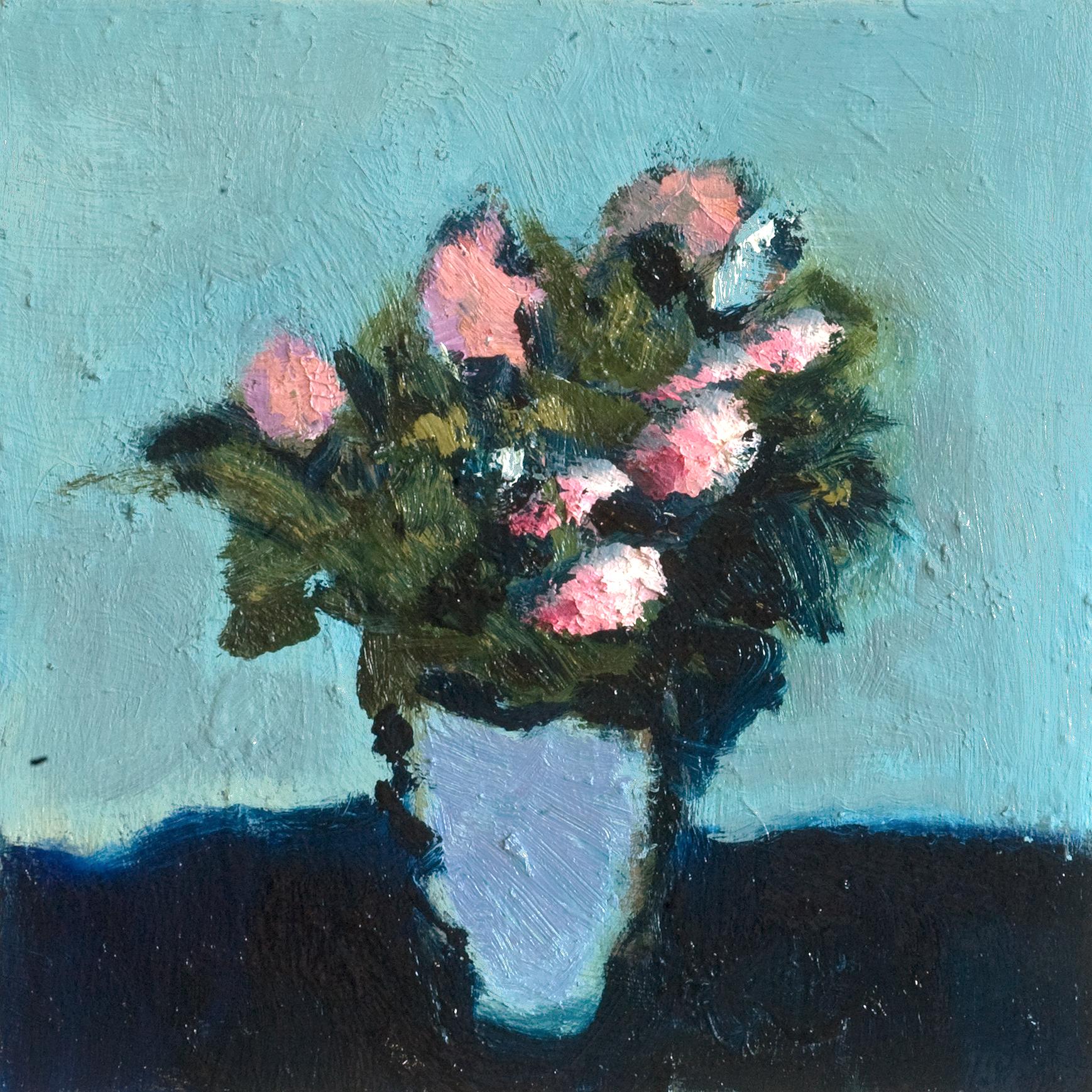 Jennifer Hornyak Still-Life Painting - Navy Blue with Pink