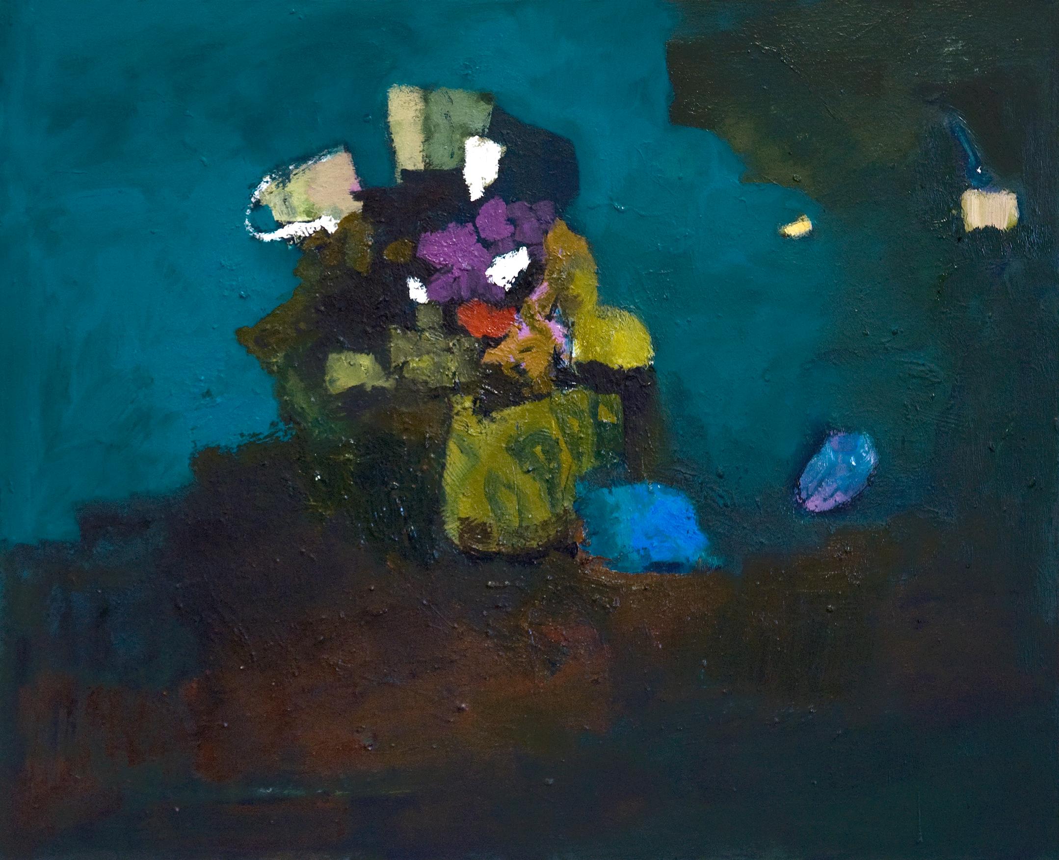 Scattering - grande nature morte, florale, contemporaine, abstraite, huile sur toile en vente 5