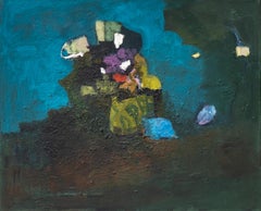Dispersión - grande, floral, contemporáneo, bodegón abstracto, óleo sobre lienzo