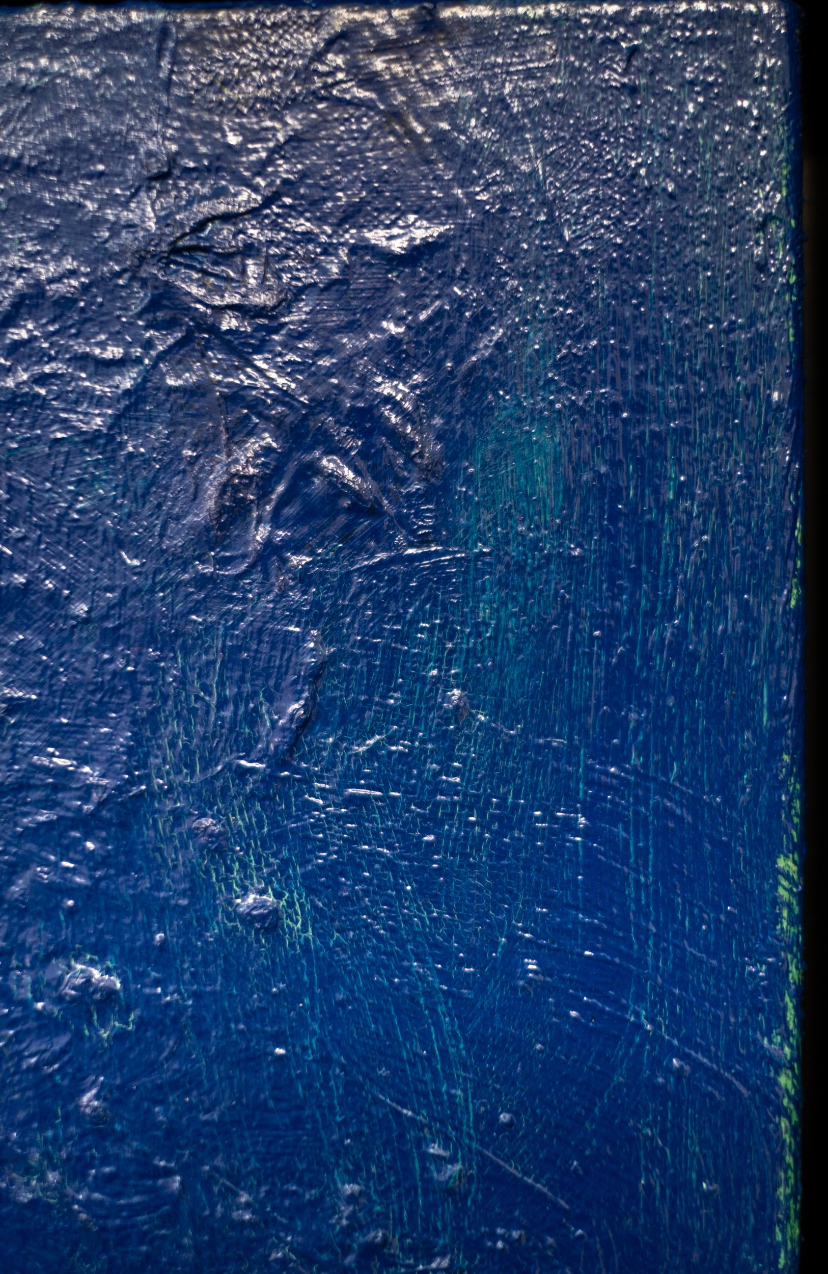 Ultramarine avec blanc crème - contemporain, floral, nature morte, huile sur lin en vente 7