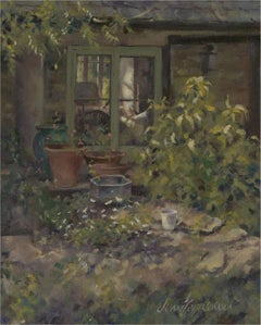 Jennifer Johnson - Signed Mid 20th Century Oil, Garden View
