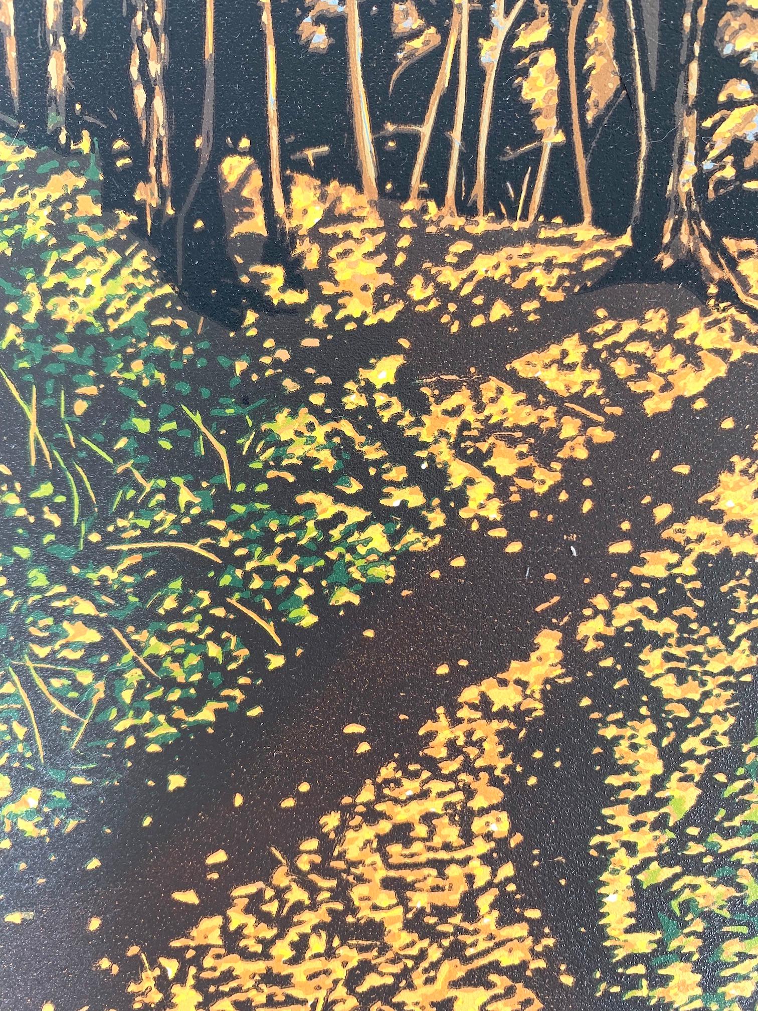 Oro d'autunno con linoleografia, Stampa di Jennifer Jokhoo in vendita 4