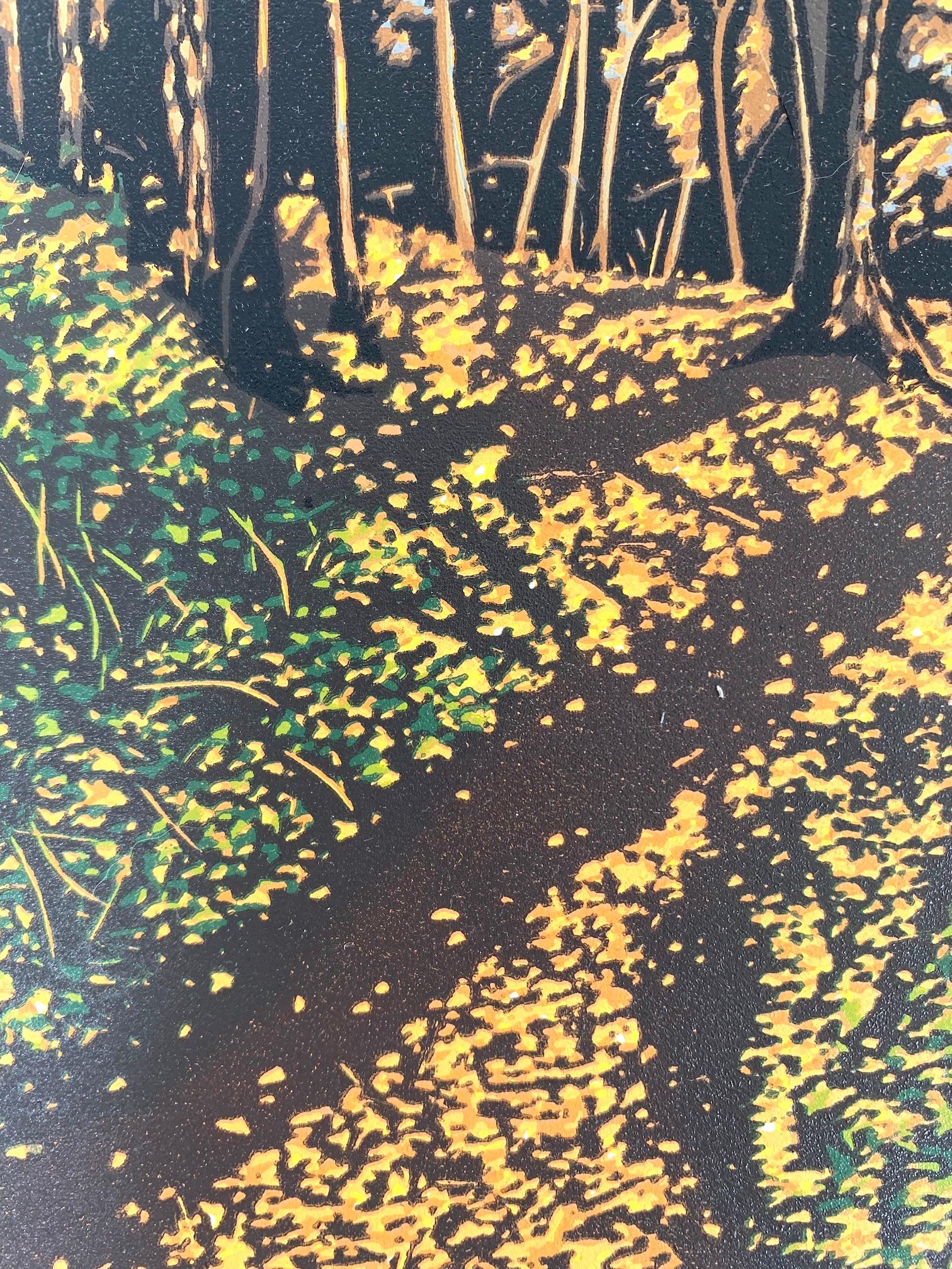 Autumn Gold with Linocut, Print by Jennifer Jokhoo For Sale 4