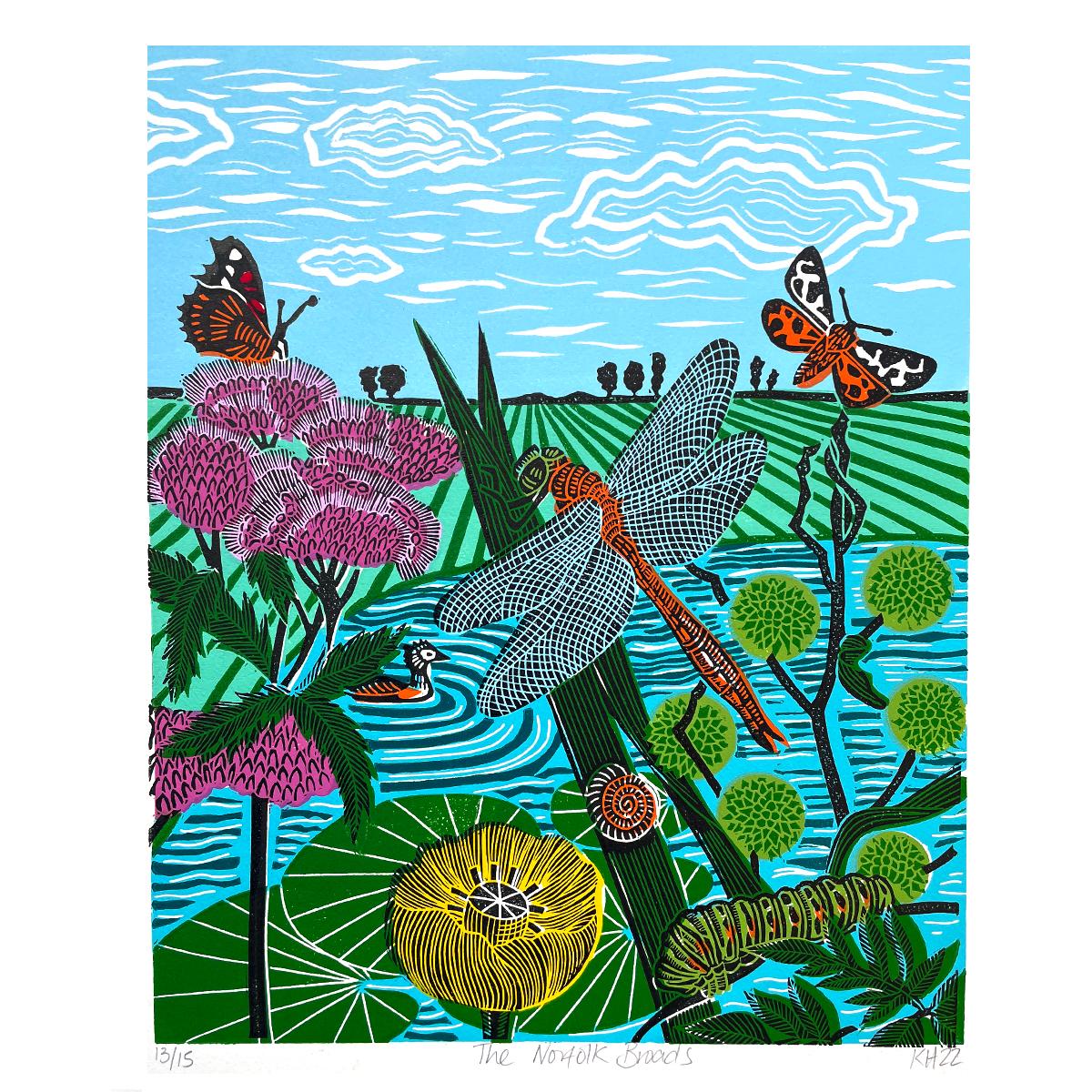The Norfolk Broads with Ink, Print by Kate Heiss For Sale 1