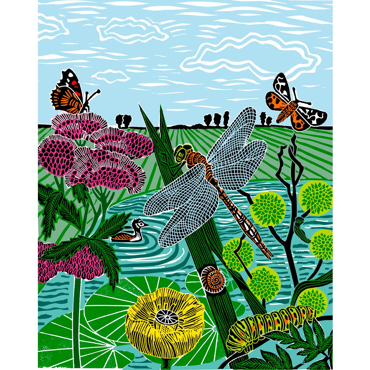 Landscape Print Jennifer Jokhoo - Broches du Norfolk à l'encre, imprimé de Kate Heiss