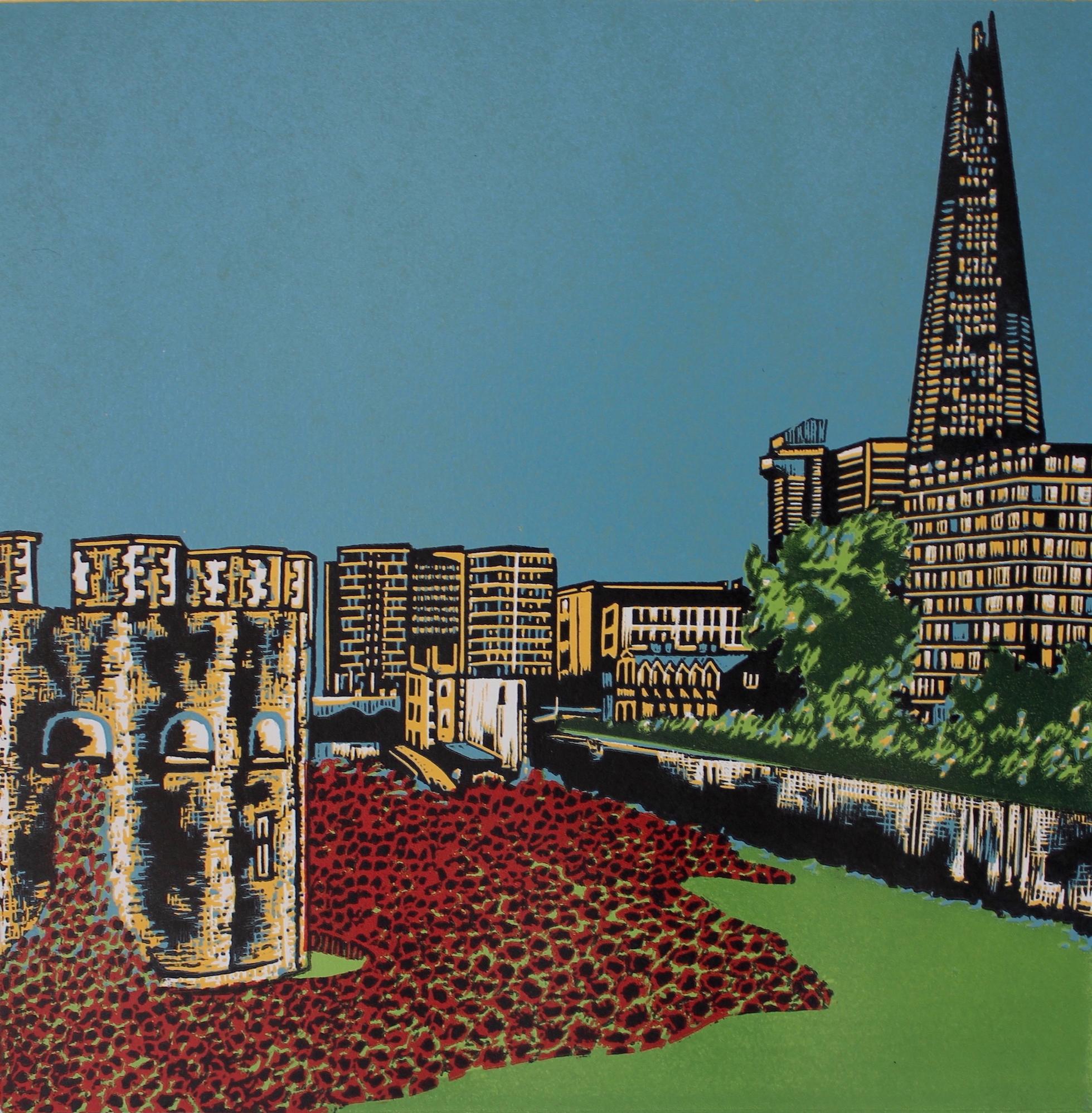 Jennifer Jokhoo Landscape Print - Tower of London -Red sea