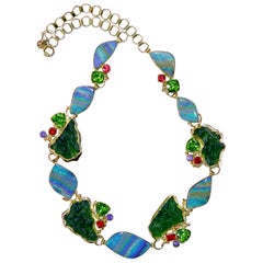 Jennifer Kalled Opal Spinel Peridot Tanzanite 22k 18k 14k gold necklace