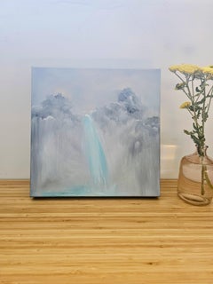 A Glacier Letting Go - Atmospheric tonal abstract landscape waterfall painting