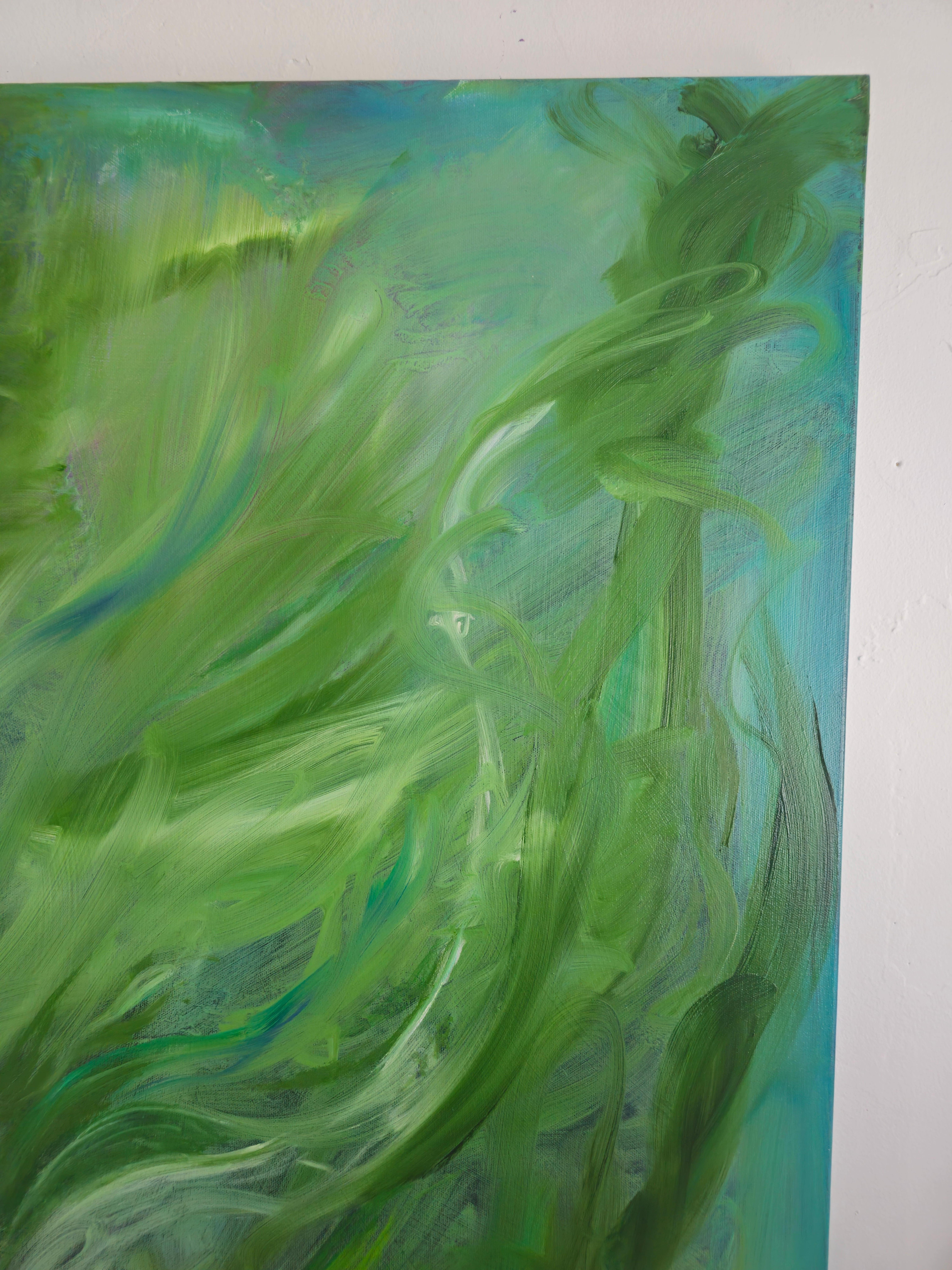 A moment of the wildest freedom - Large abstract expressionist green painting For Sale 5