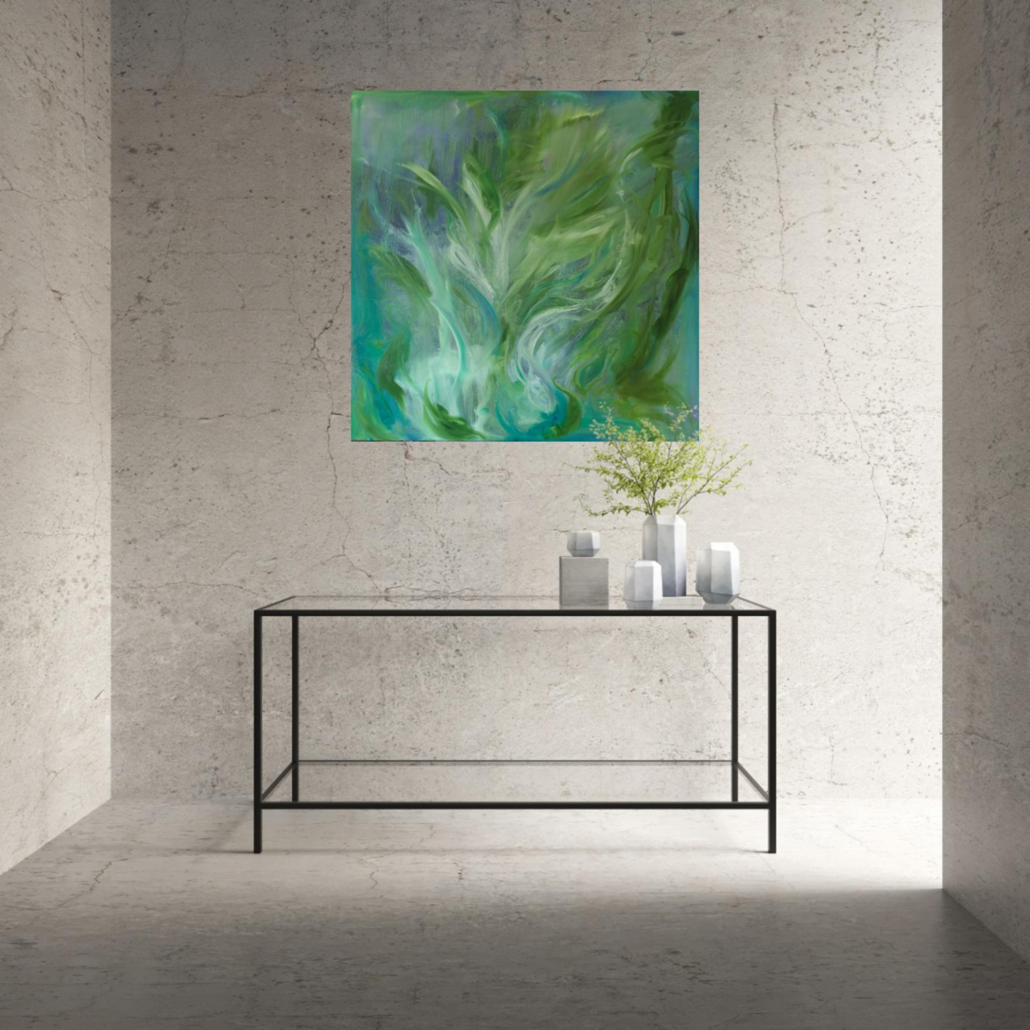 A moment of the wildest freedom - Large abstract expressionist green painting For Sale 7