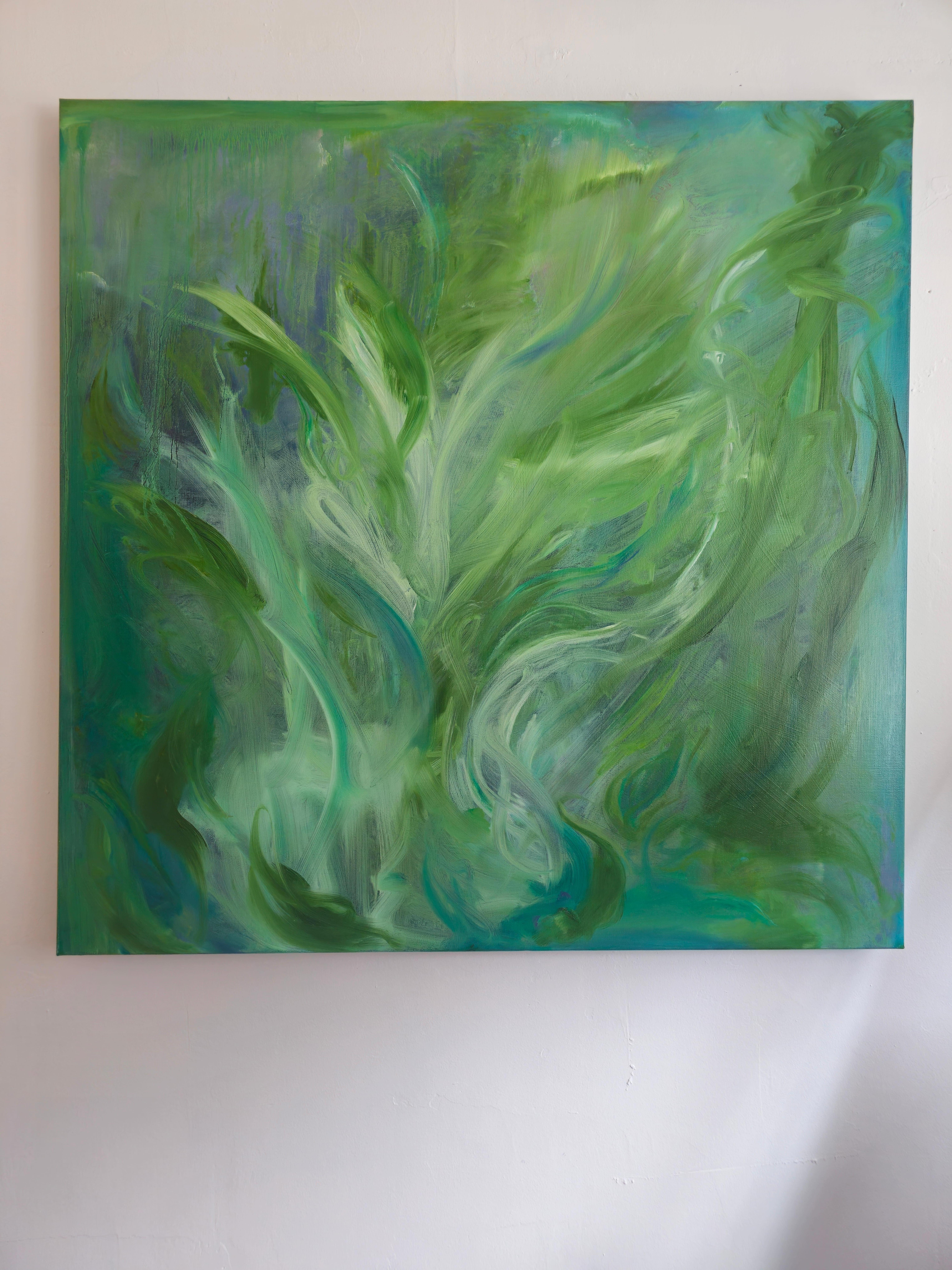 A moment of the wildest freedom - Large abstract expressionist green painting For Sale 1