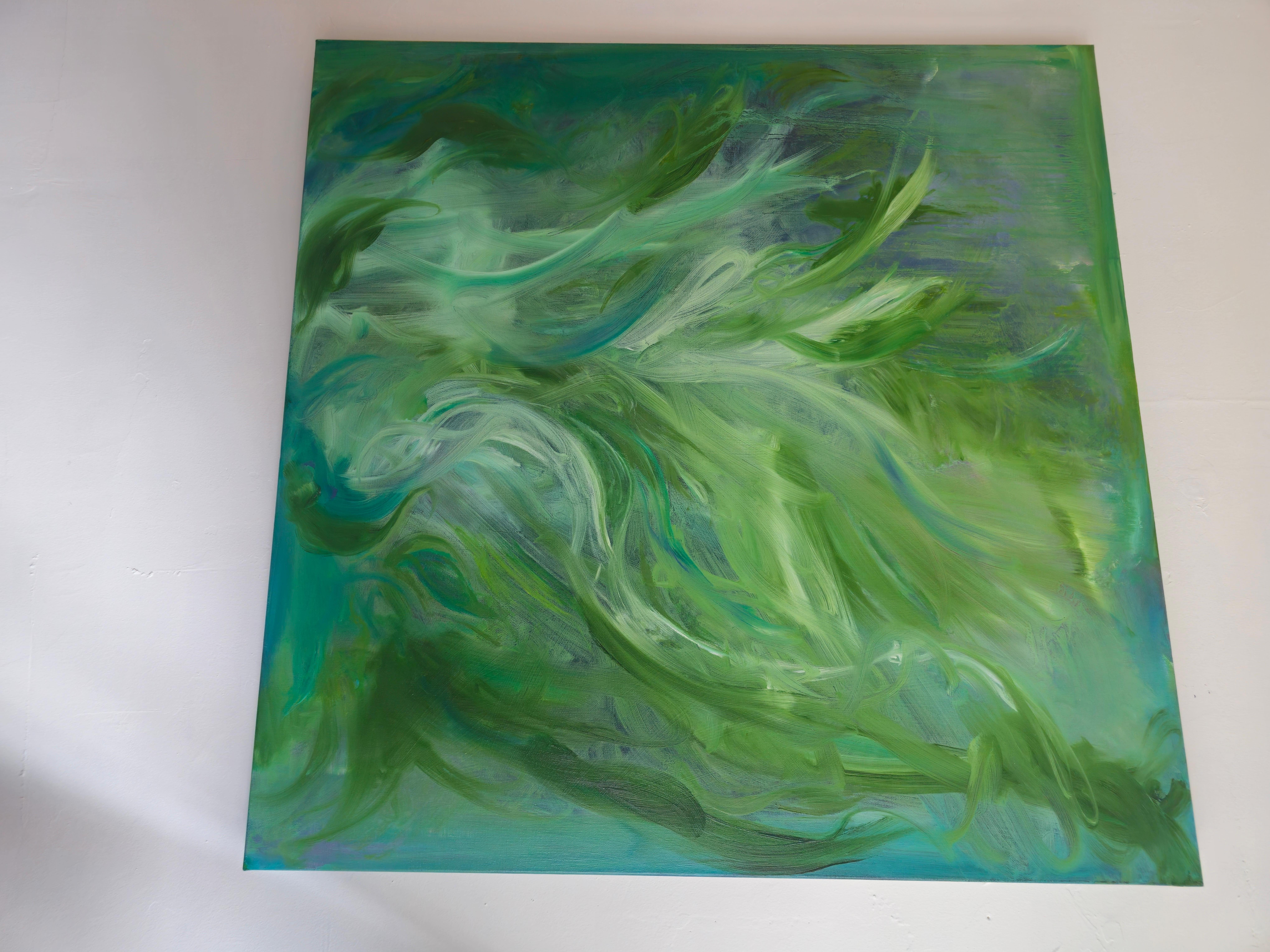A moment of the wildest freedom - Large abstract expressionist green painting For Sale 2
