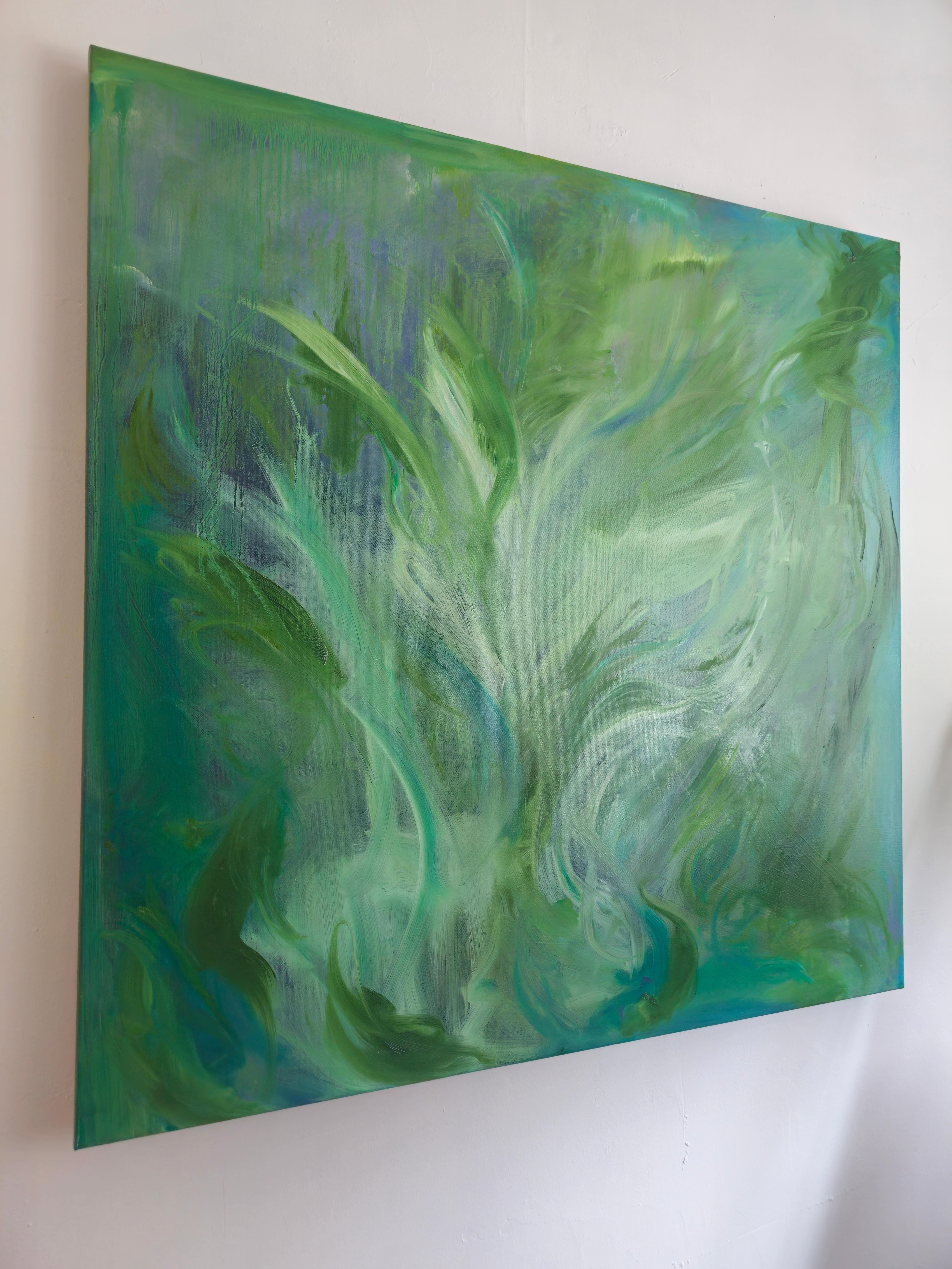 A moment of the wildest freedom - Large abstract expressionist green painting For Sale 3