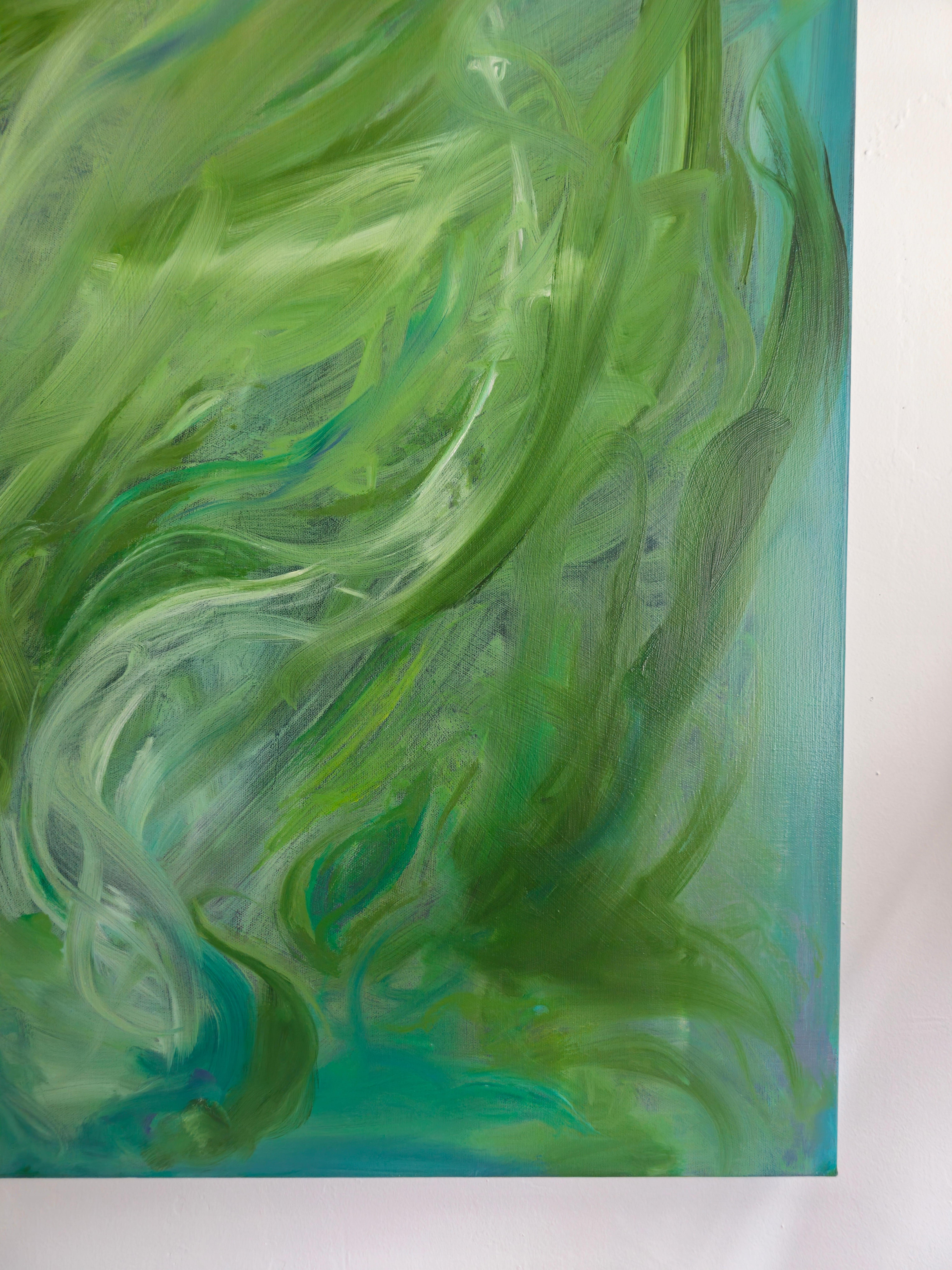 A moment of the wildest freedom - Large abstract expressionist green painting For Sale 4