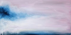 A subtle call of the wild - Soft pink and blue abstract landscape painting
