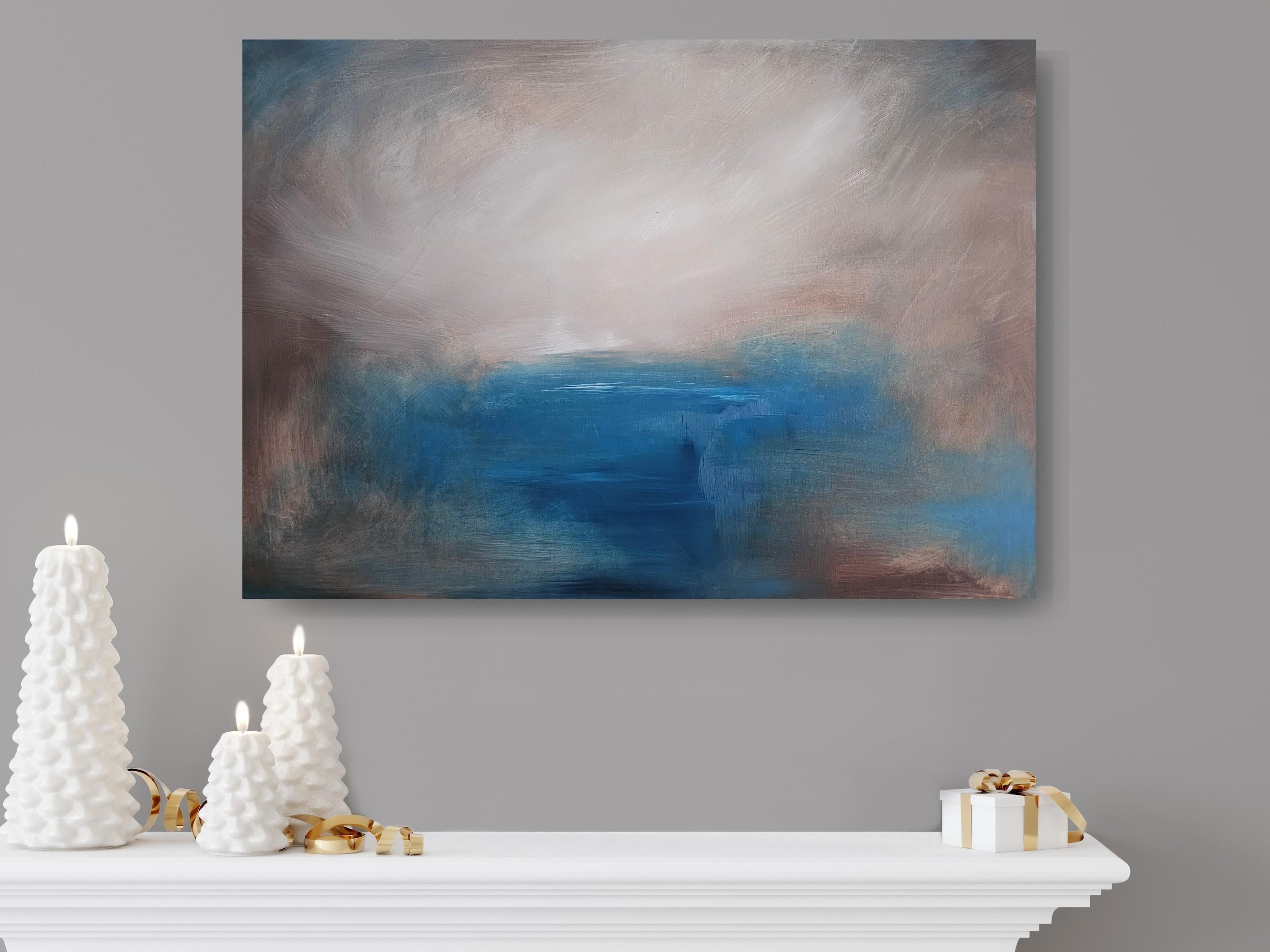 All that I am leaving behind - Stormy blue abstract landscape painting 5