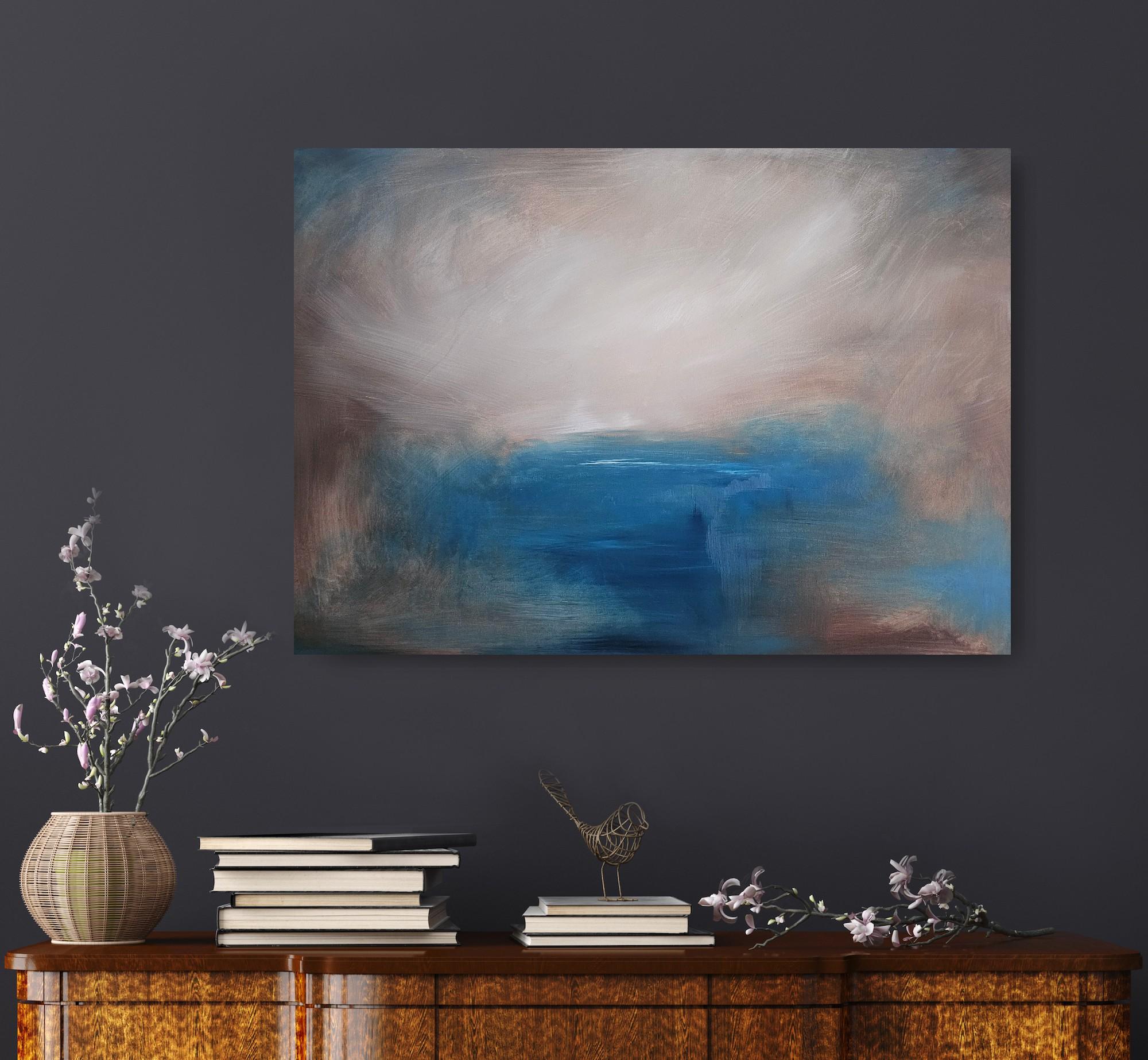 All that I am leaving behind - Stormy blue abstract landscape painting 6