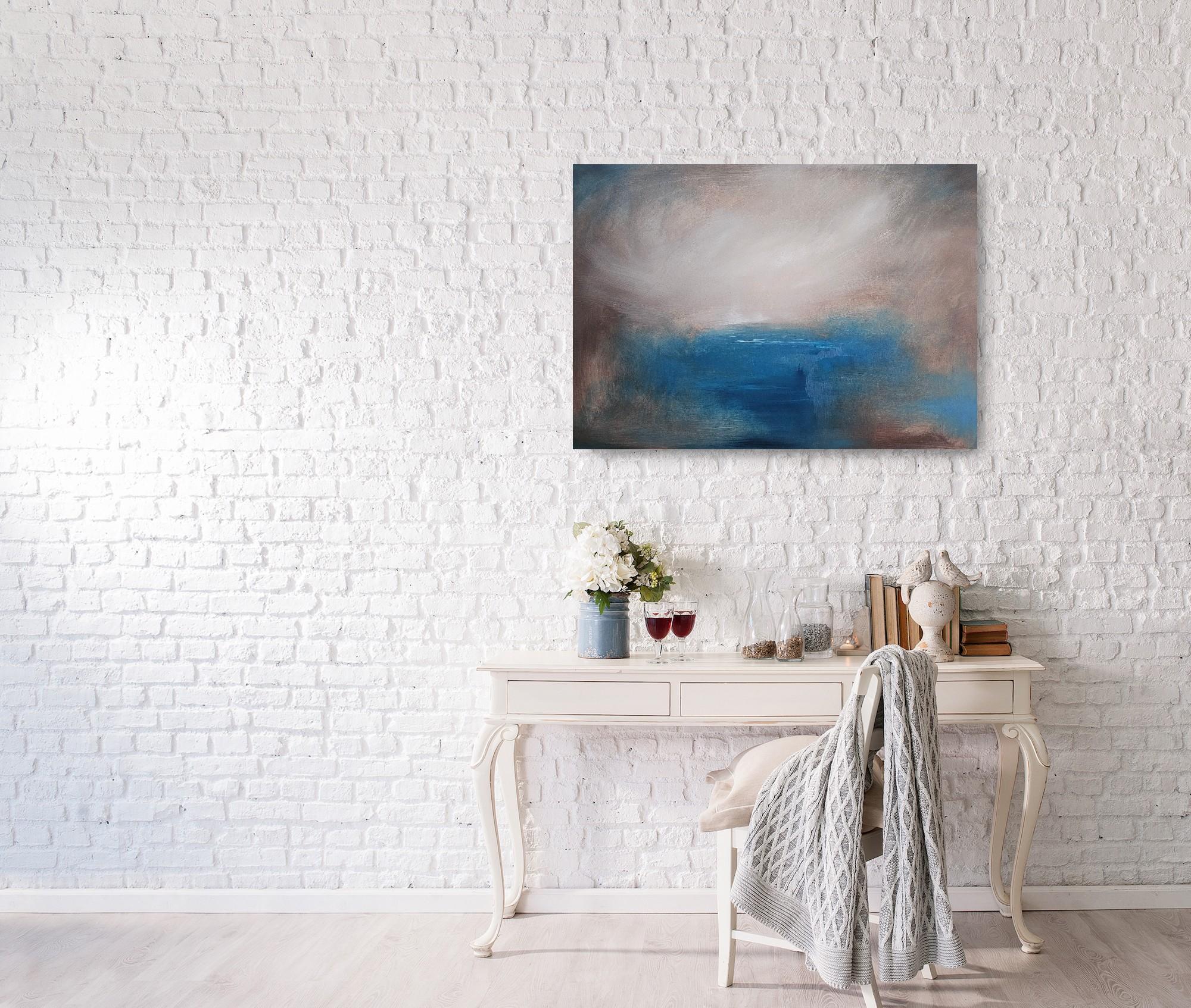 All that I am leaving behind - Stormy blue abstract landscape painting 7