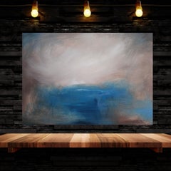All that I am leaving behind - Stormy blue abstract landscape painting