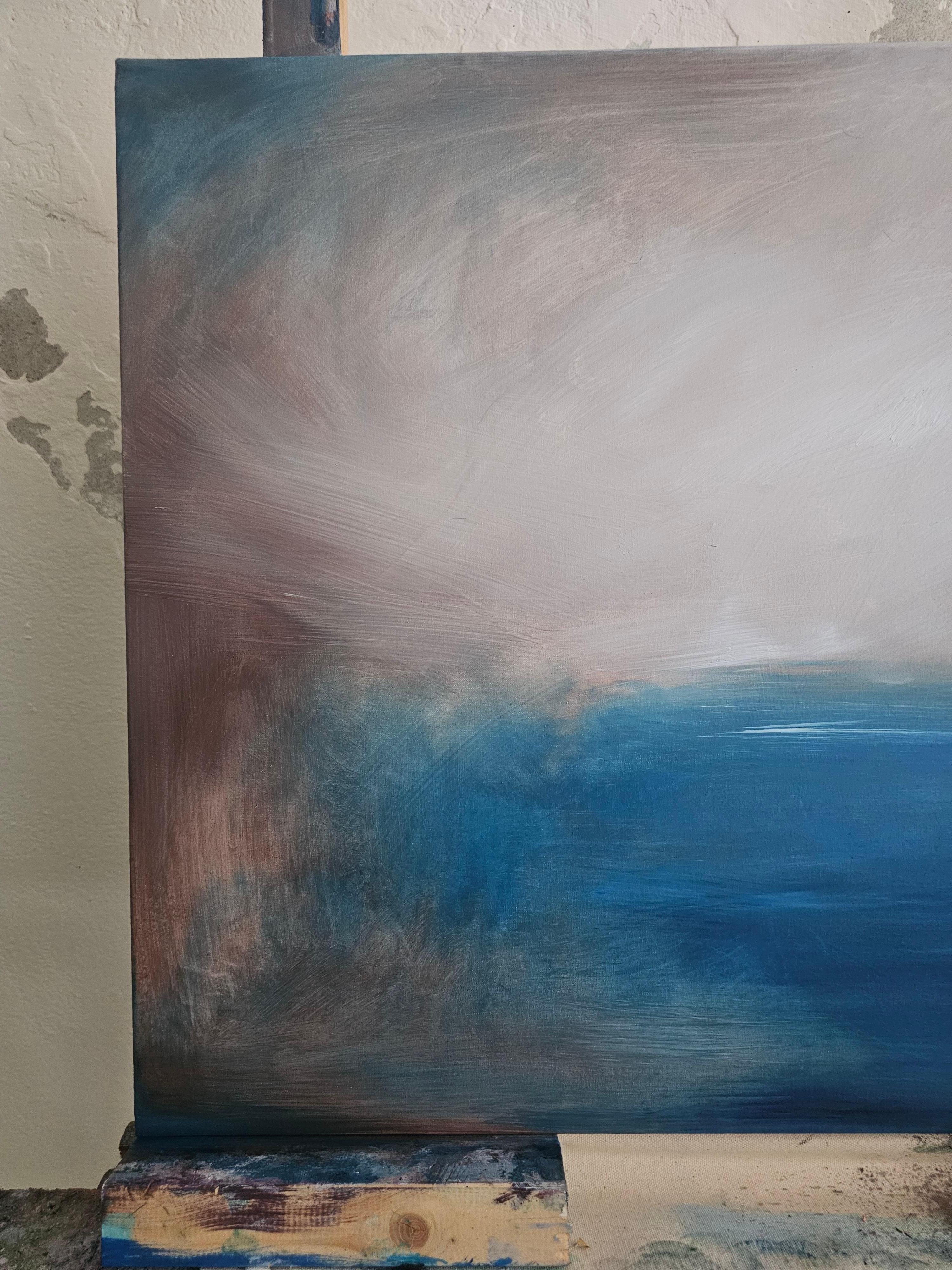 All that I am leaving behind - Stormy blue abstract landscape painting 2