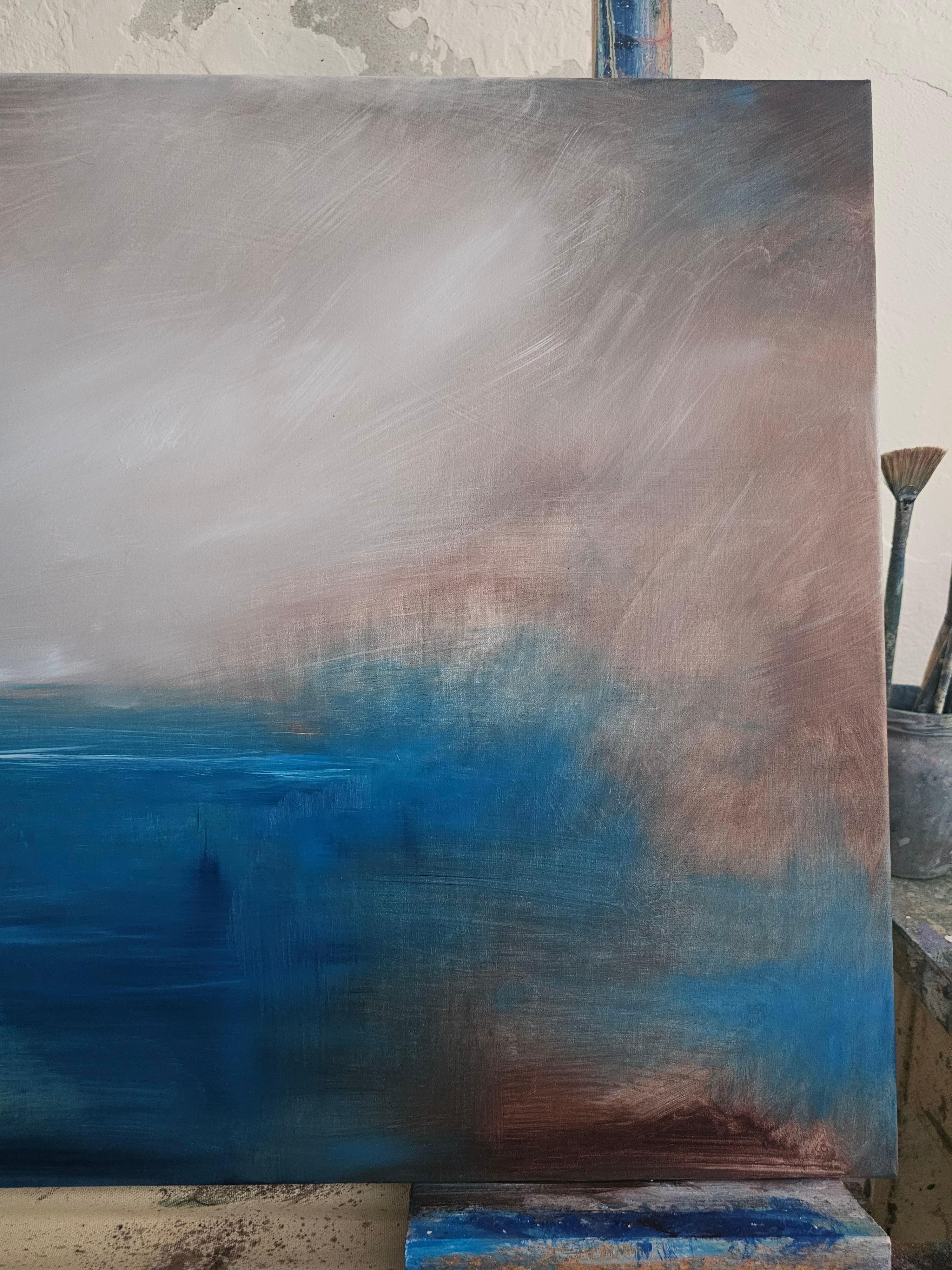 All that I am leaving behind - Stormy blue abstract landscape painting 3
