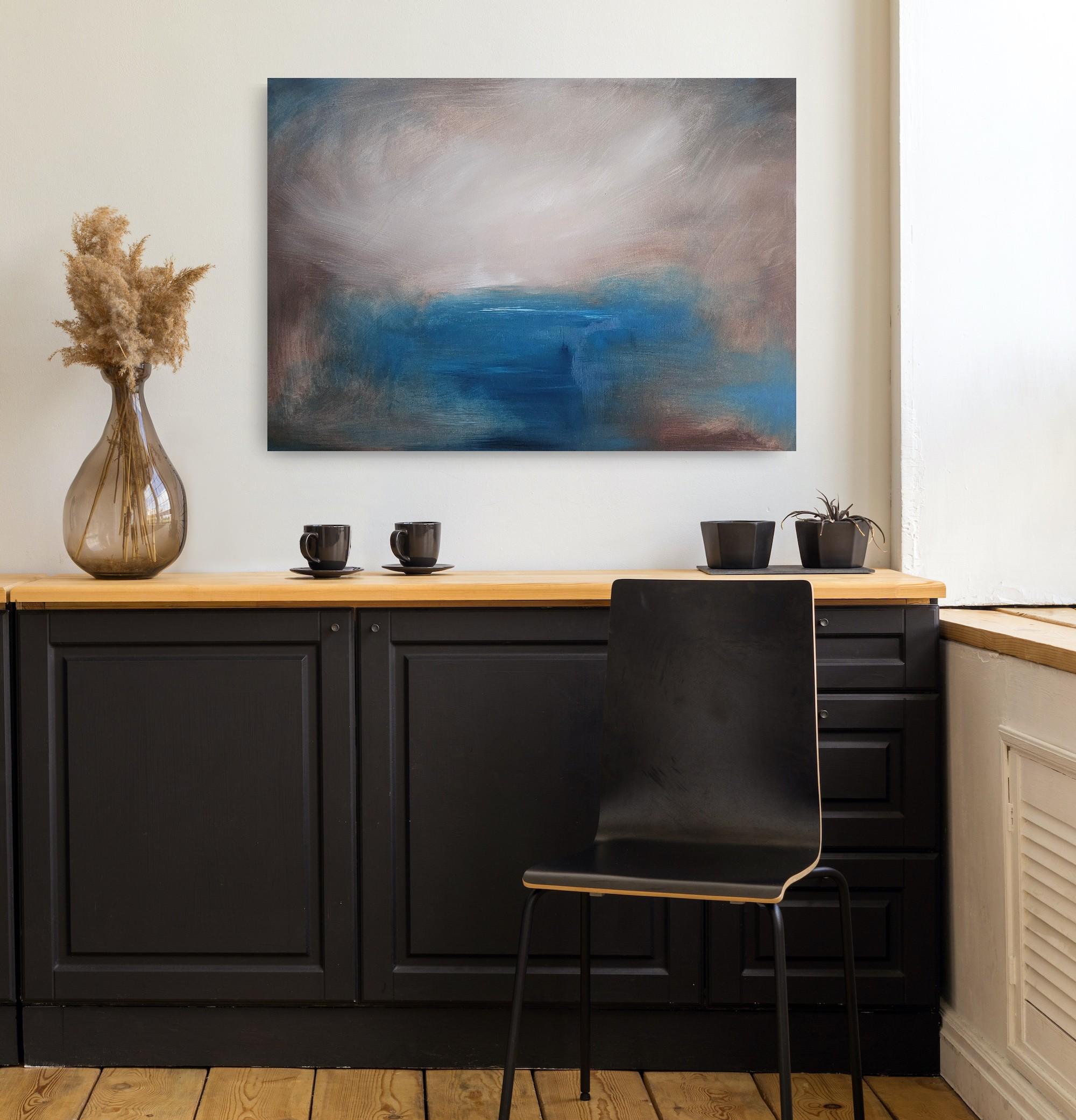 All that I am leaving behind - Stormy blue abstract landscape painting 4