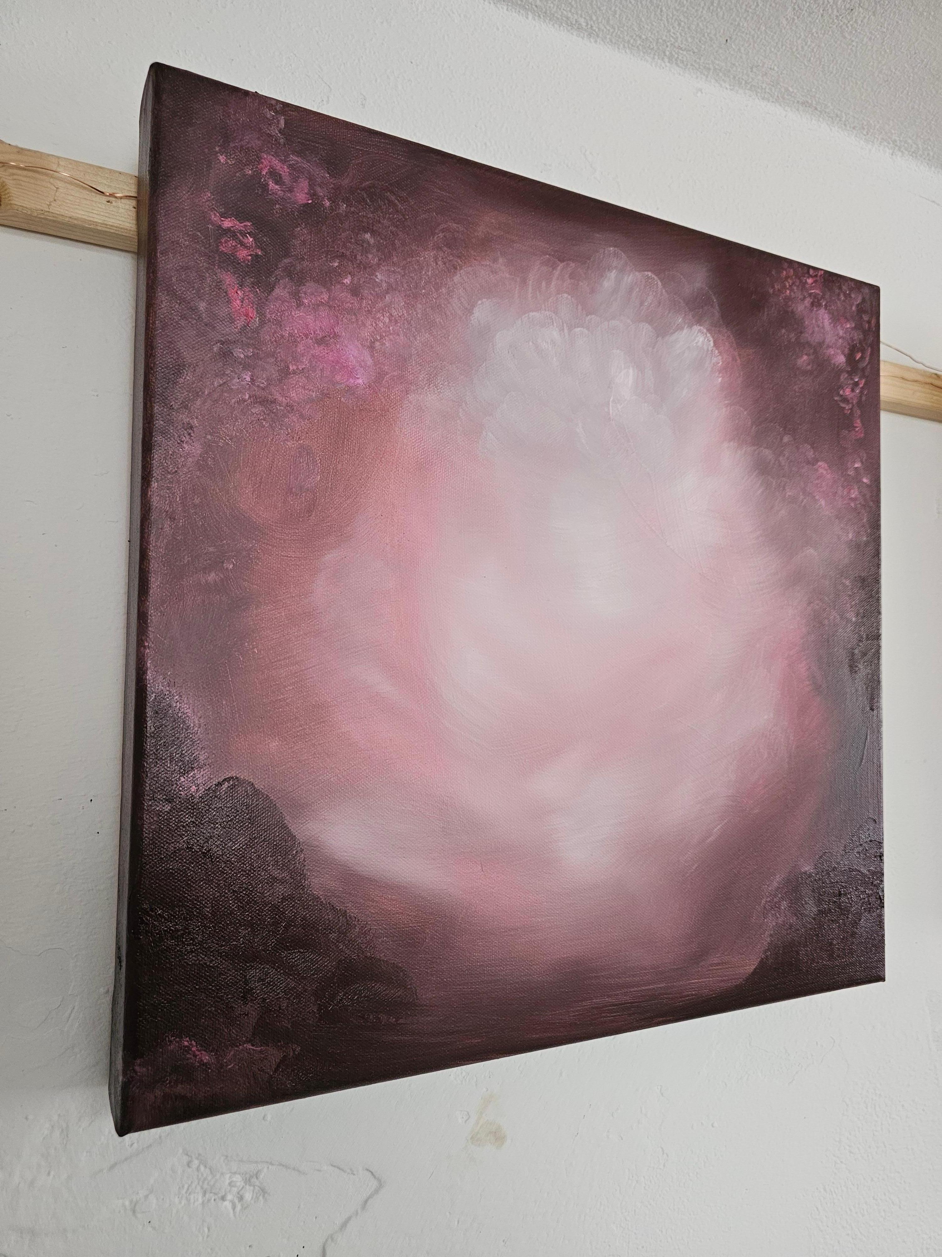 Angelic - Dreamy atmosphärischen ätherischen braun - rosa abstrakte Landschaft Malerei – Painting von Jennifer L. Baker
