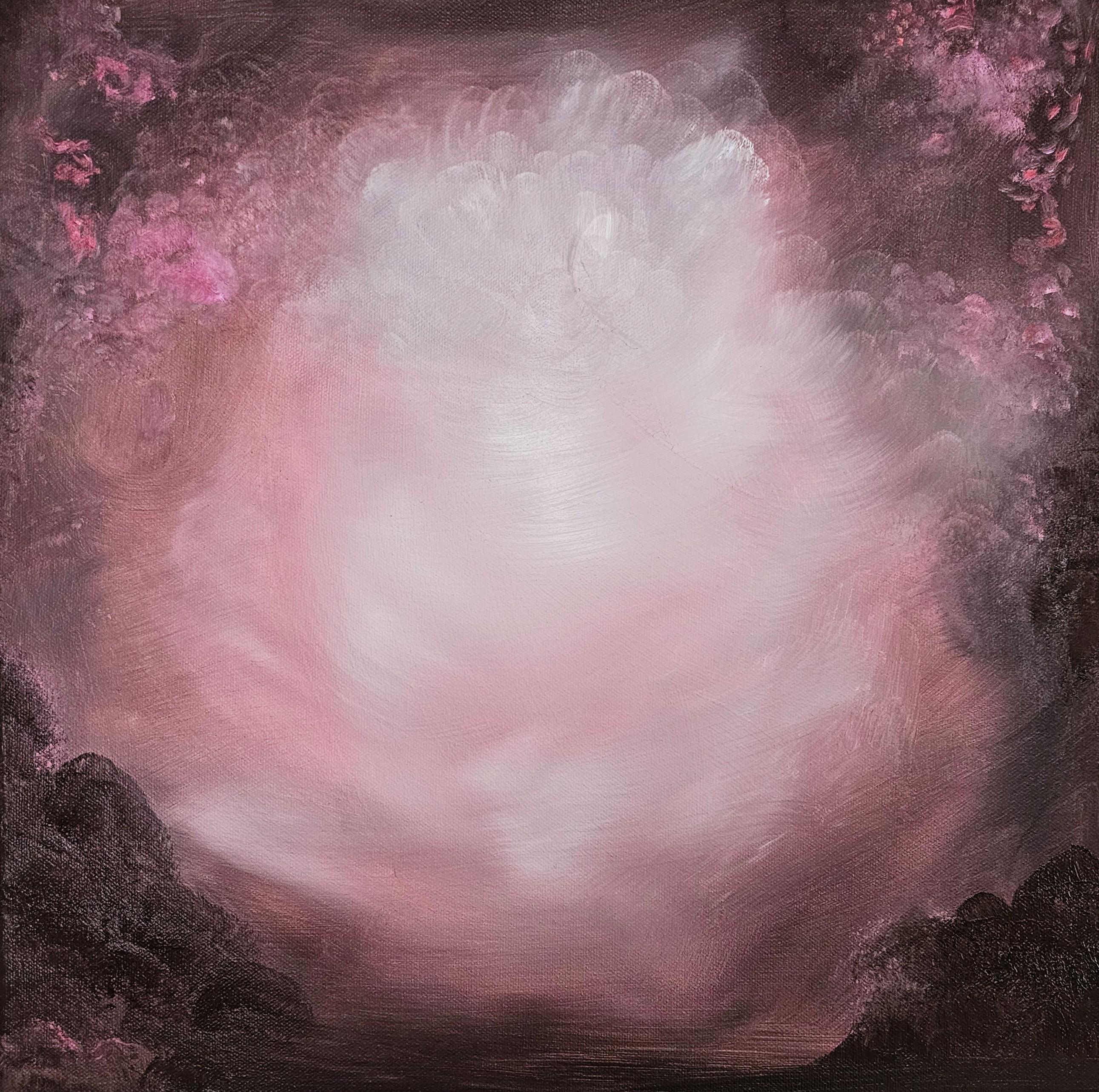 Angelic - Dreamy atmospheric ethereal brown - pink abstract landscape painting