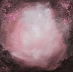 Angelic - Dreamy atmospheric ethereal brown - pink abstract landscape painting