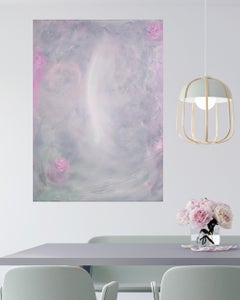 Arabesque - peinture abstraite aux tons éthérés de rose et de gris
