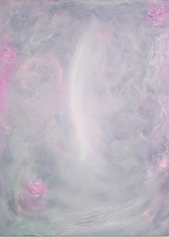 Arabesque – ein abstraktes Gemälde in zarten Rosa- und Grautönen
