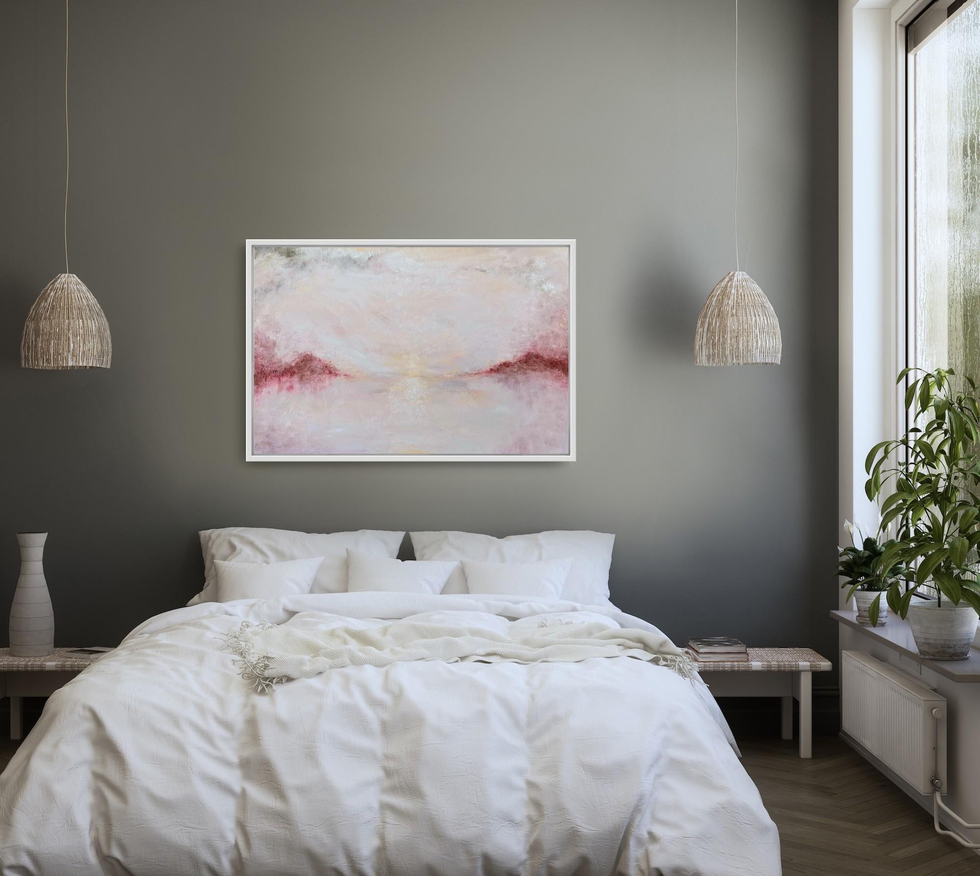 Ascension im Winter – Abstrakte, friedliche Winterlandschaft (Grau), Abstract Painting, von Jennifer L. Baker
