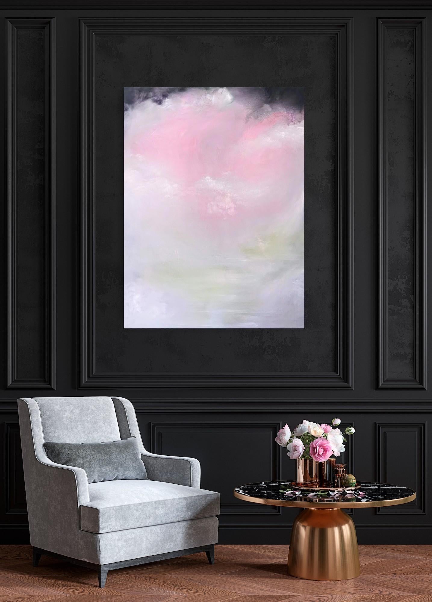 Aura Pure - Grande peinture abstraite rose tendre au pastel en vente 10
